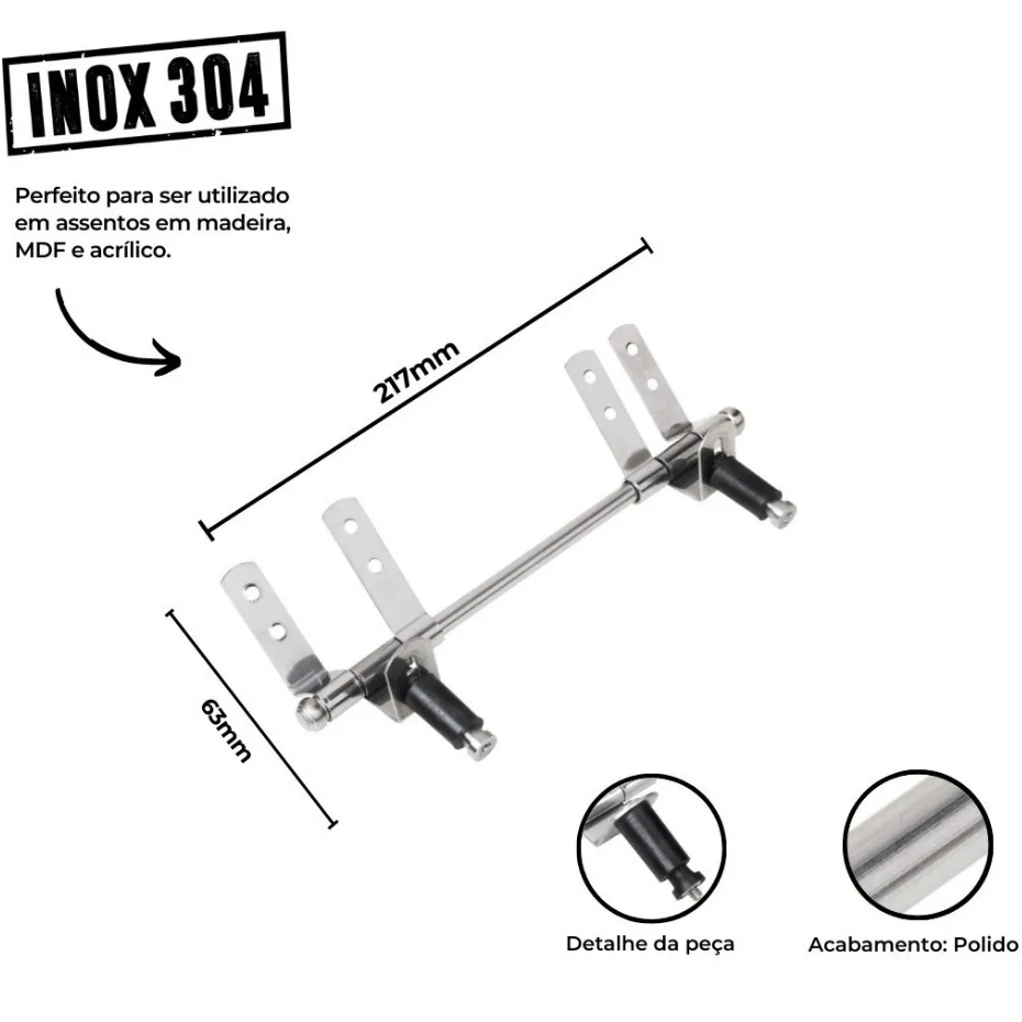 Dobradiça de Inox para Reparo Tampa tabua de Assento Vaso Sanitário S/ PARAFUSO