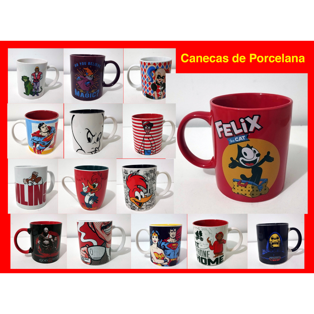 CANECAS originais licenciadas de porcelana alta qualidade GEEK anos 80 - Pica-Pau, God of War, Gremlins, He-man, etc