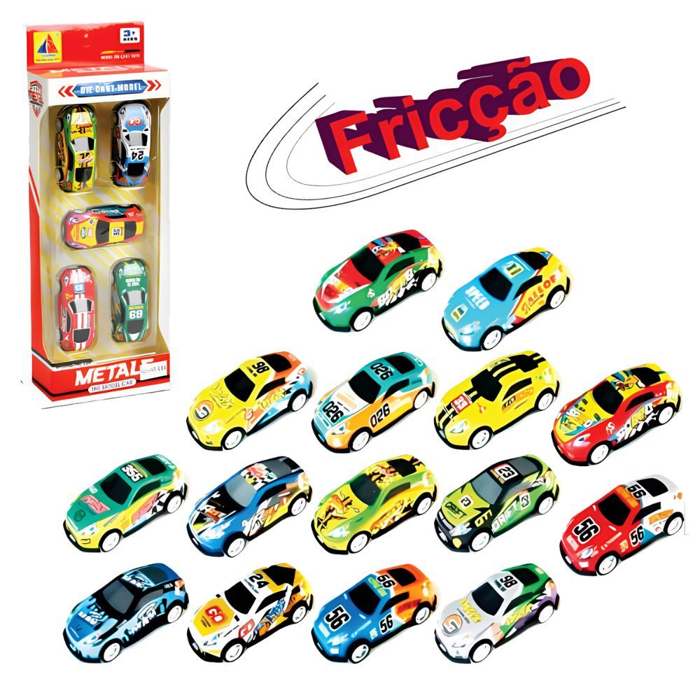 KIT 5 Carrinhos de Metal Brinquedo Fricção Sortido Carrinho de Fricção Metal Brinquedo Menino Carro