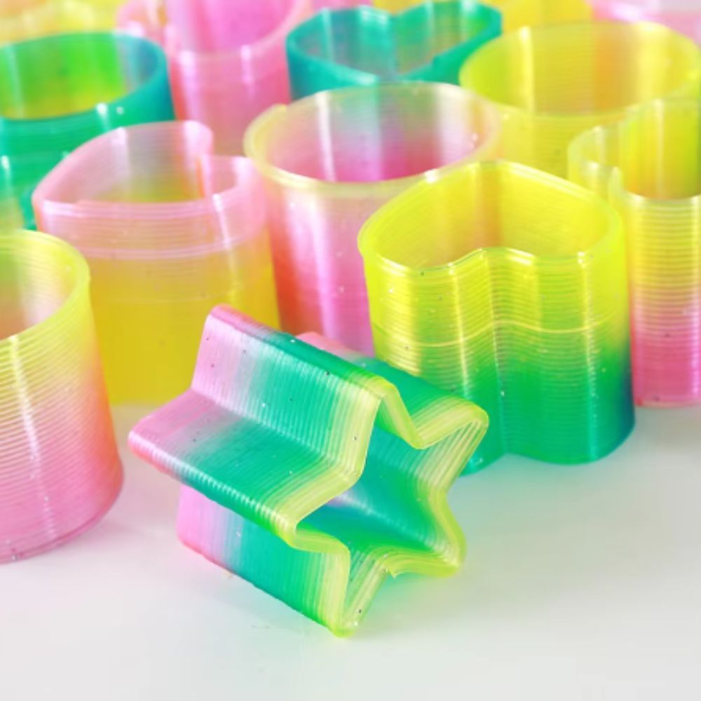 Mola Divertida Formas Arco Iris Metalizada Mola Metalizada Neon Colorida Brinquedo Pulseira 6,5cm em Oferta na Shopee