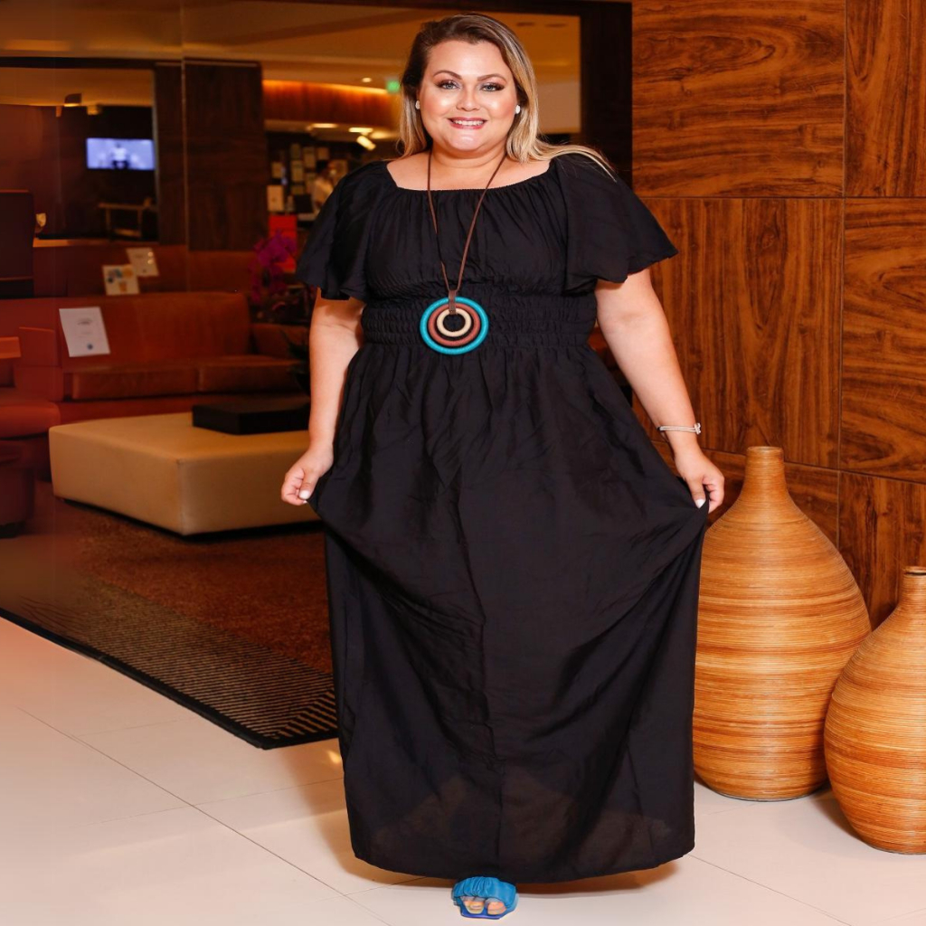Vestido Plus Size Longo Promoção Do Gg ao G2 Ombro A Ombro Ciganinha