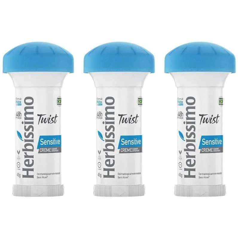 Kit Desodorante Twist Antitranspirante Sensitive Herbissimo 45G c/3 unidades