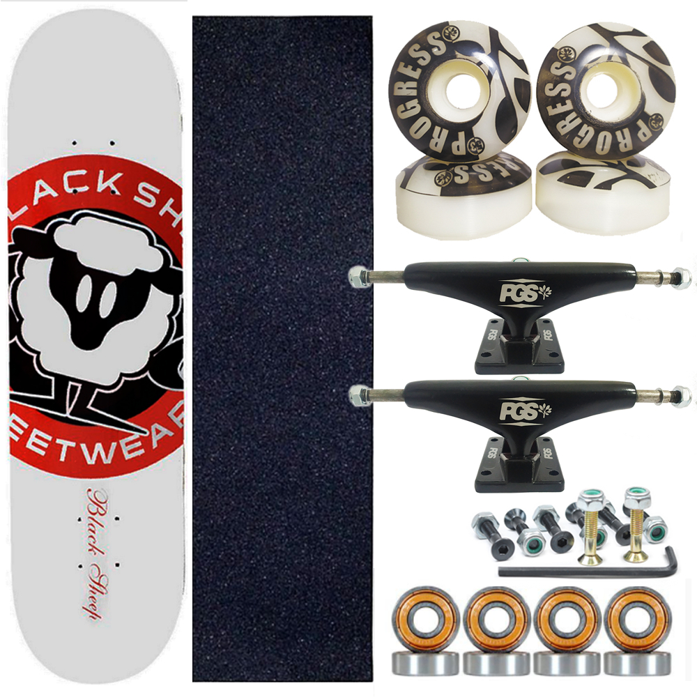 Skate Profissional Black Sheep completo pronto para andar para todas as idades