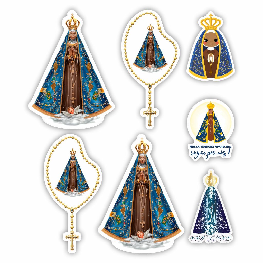 7 Adesivos Nossa Senhora Aparecida ( manto azul ) Carro, Moto, caminhão em Oferta na Shopee