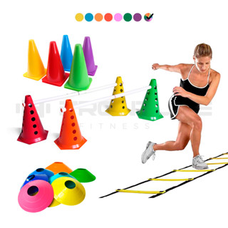 KIT Treino Funcional Agilidade 5 Chapeu + 5 Cones Lisos + 4 Cone Com Furo + 2 Barreira + Escada em Oferta na Shopee