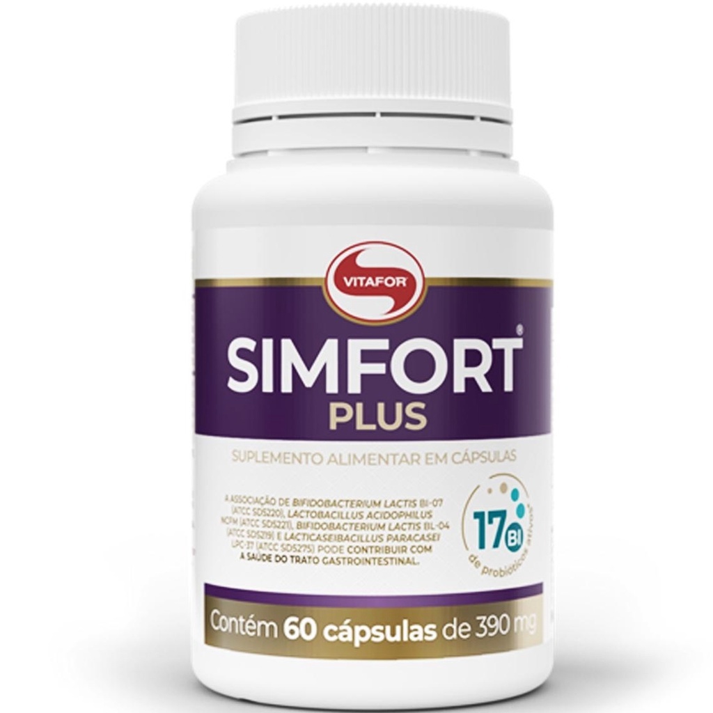 Simfort Plus 60 cápsulas Vitafor Probiótico 17 Bilhões Original - Health