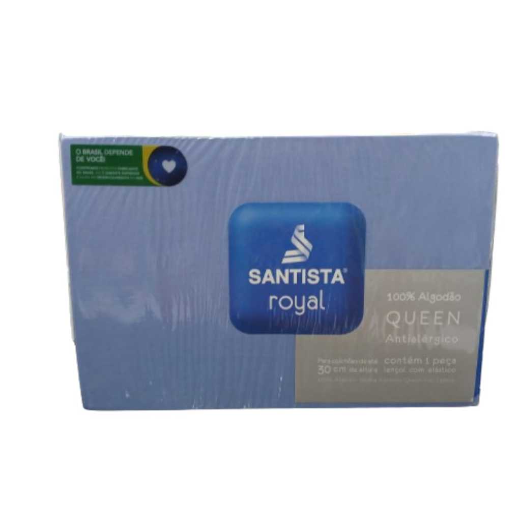 Lençol Algodão Com Elástico Royal Queen 1,6 X 2,0m Santista