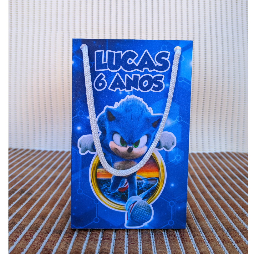 Sacolinha Surpresa Personalizada Sonic - Com Alça - PEGUE E MONTE