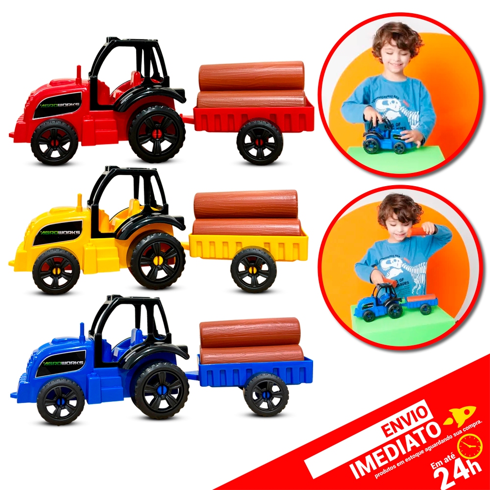 Caminhão Carreta Trator Tora Agroworks Carrinho Criança Brinquedo Infantil - Envio Imediato