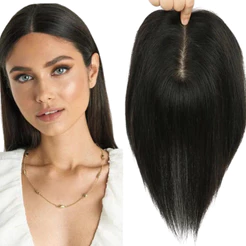 Aplique Topo De Cabeça Tic Tac Com Cabelo Humano Preto Liso