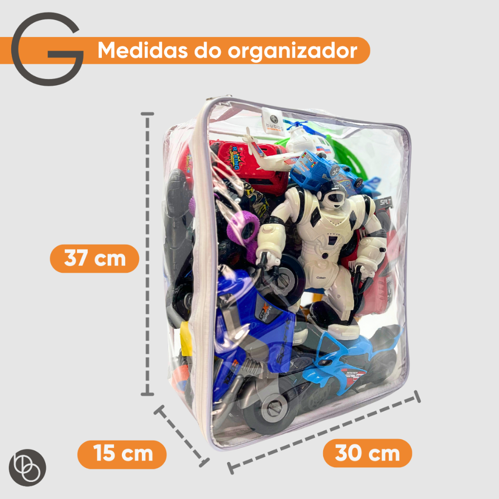 1 Organizador Brinquedos Blocos Montar Quarto Infantil Bebê Ursinhos Carrinhos Bonecas - TAM G