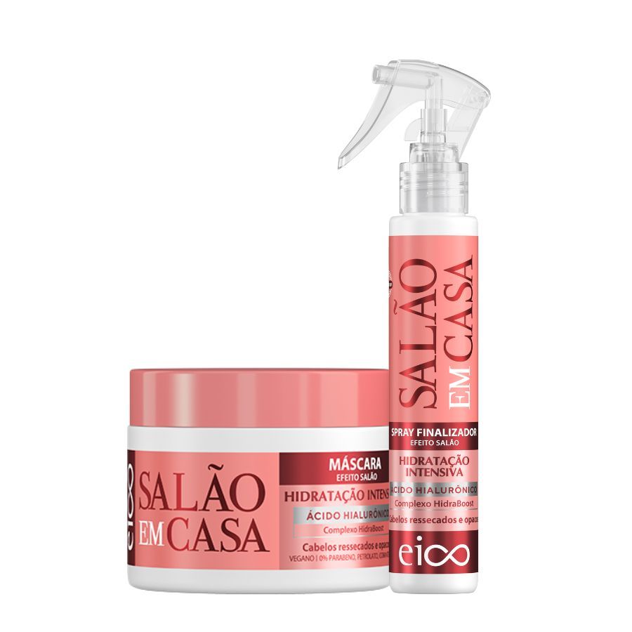Eico Salão Em Casa Hidratação Intensiva Máscara Tratamento Hidratação 270g + Spray Revitaliza Leave-in Protetor Térmico