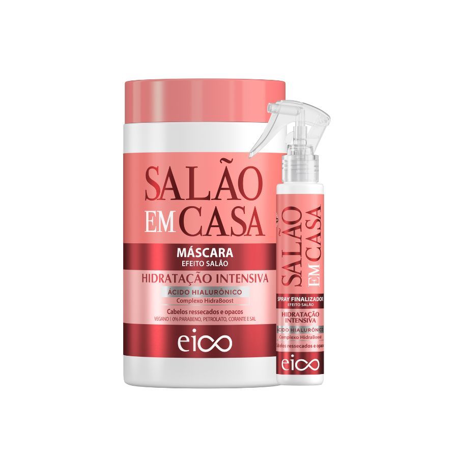 Eico Salão Em Casa Hidratação Intensiva Máscara Tratamento Hidratação 1kg + Spray Revitalizante Leave-in Protetor Térmico
