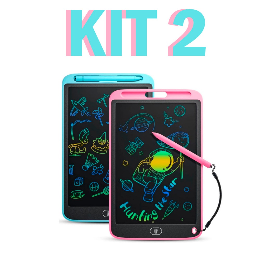Kit 2 Lousas Magicas Tablet Lcd 8,5 Polegadas Para Escrever Pintar e Desenhar Infantil