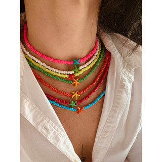 Chocker colar miçangão  estrela em howlita