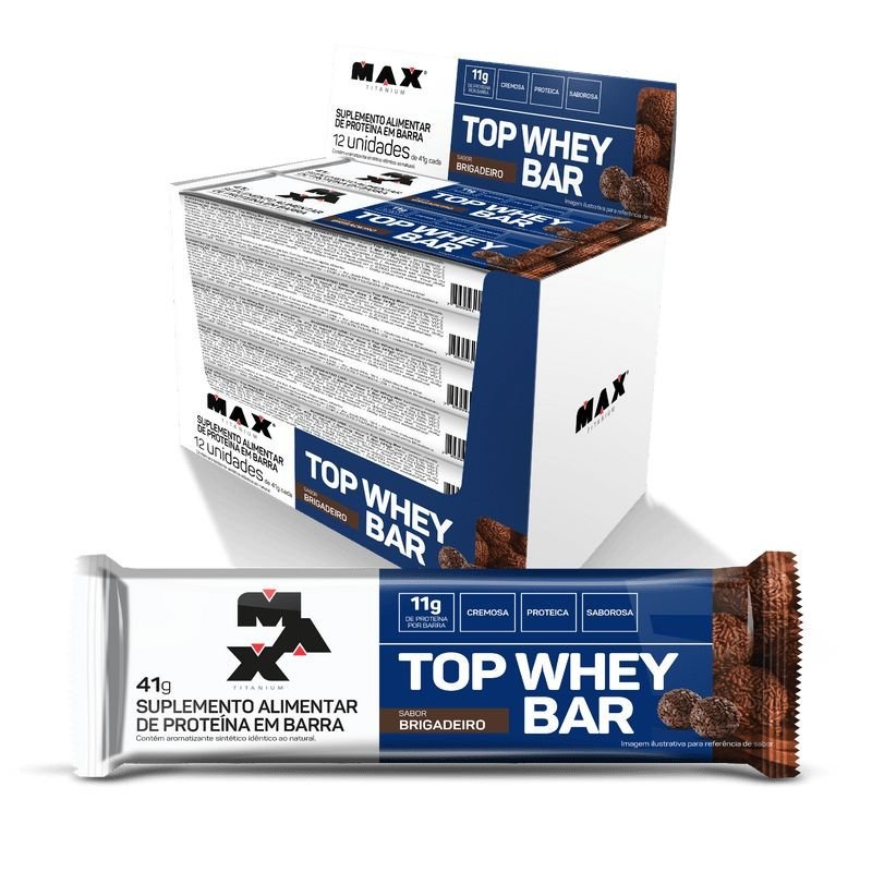 Top Whey Bar 12Un 41 gramas Brigadeiro Max Titanium