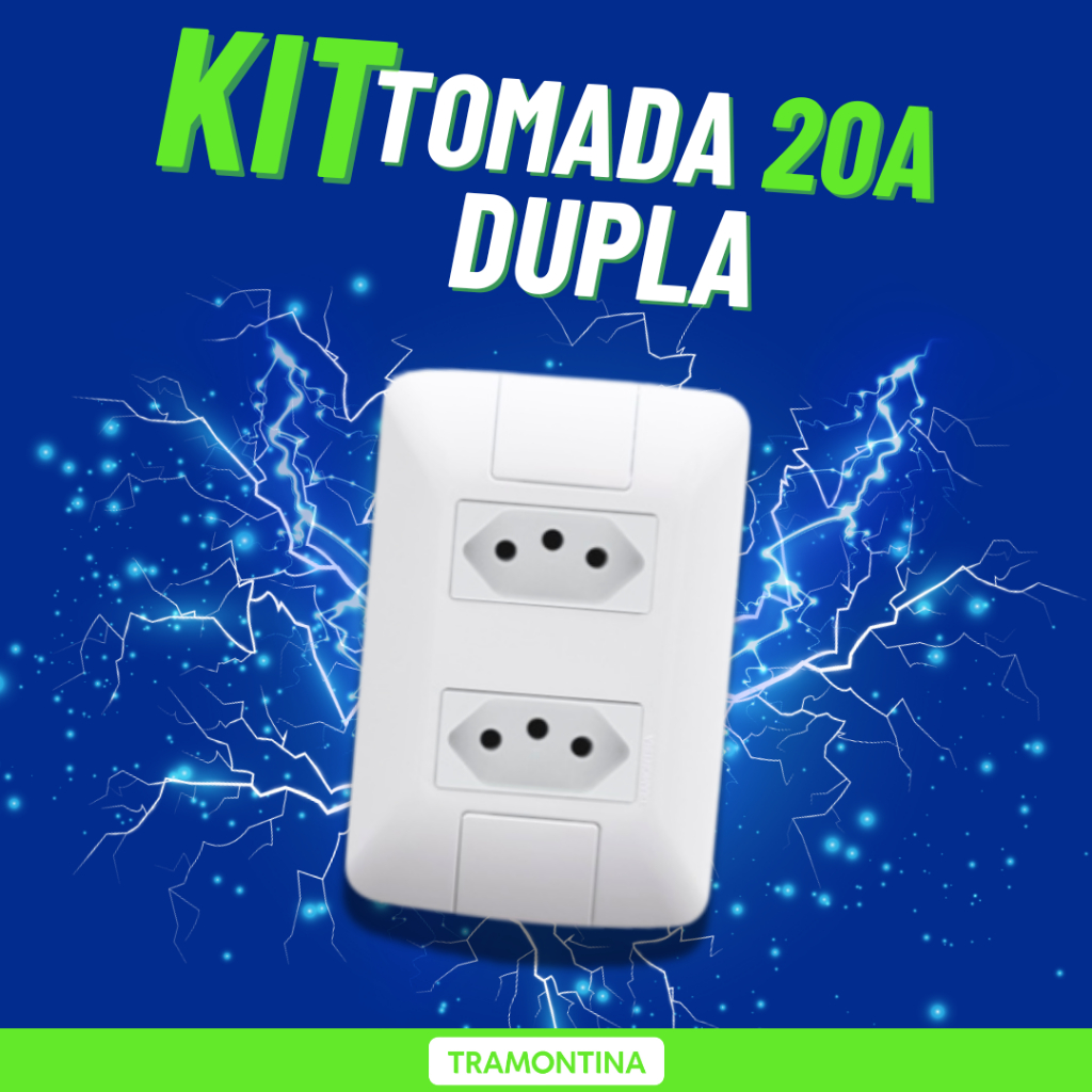 5 Tomadas Duplas Tramontina 20a Aria Sem Parafuso