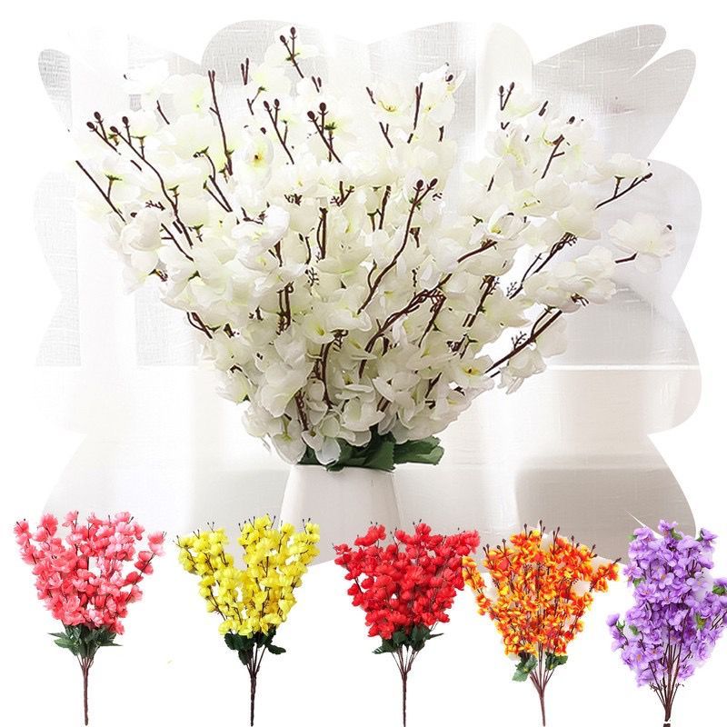 1 Buque De Cerejeira 7 Ramos Com 63 Florzinhas Cerejeira Artificial Decorativa Buque Premium