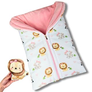 Saco De Dormir Bebê Zíper Safari Menina + Almofadinha em Oferta na Shopee