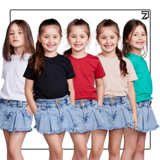 kit 5 Camisa Infantil Básica 100% Algodão Manga Curta em Oferta na Shopee