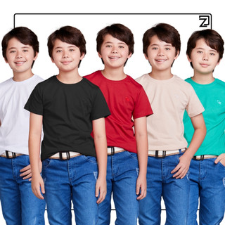 Kit 5 Camisetas Infantil Básica Lisa em Oferta na Shopee