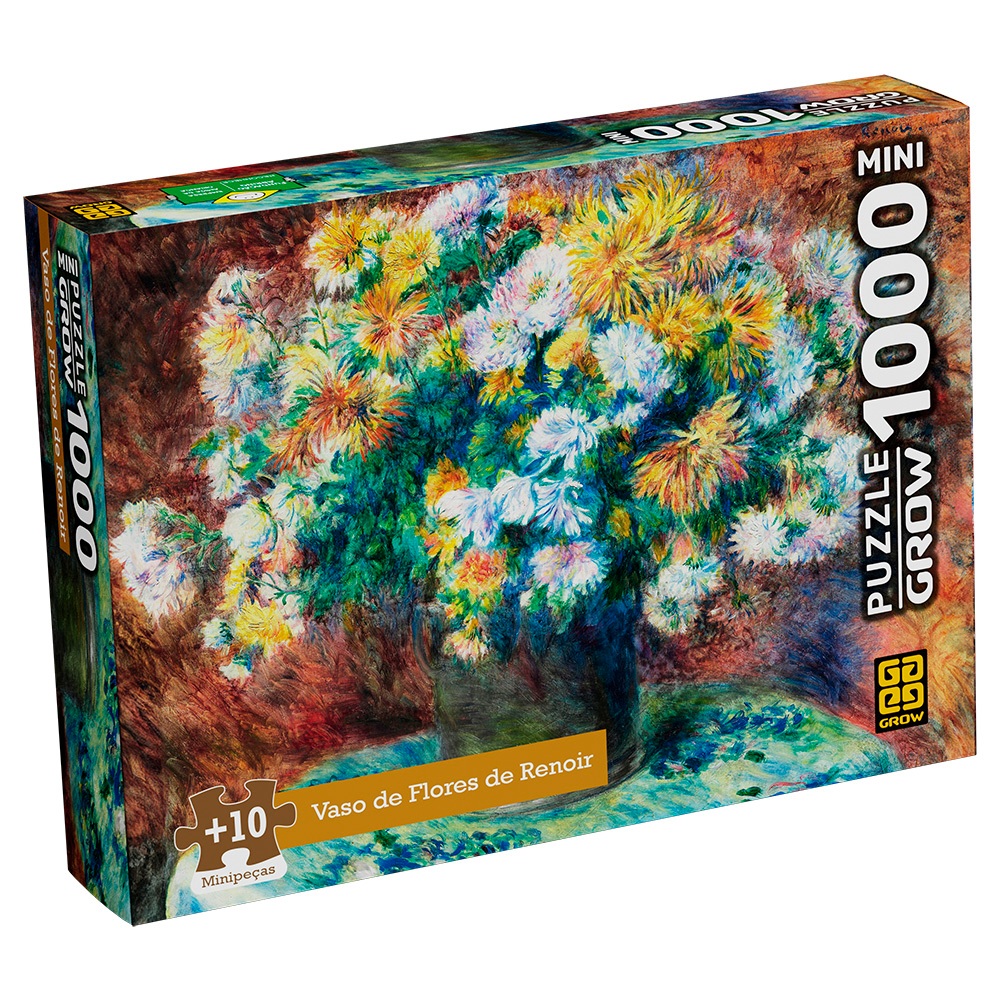 Quebra-Cabeça Puzzle MINI Vaso de Flores de Renoir - 1000 peças – Lançamento 2024 - Grow