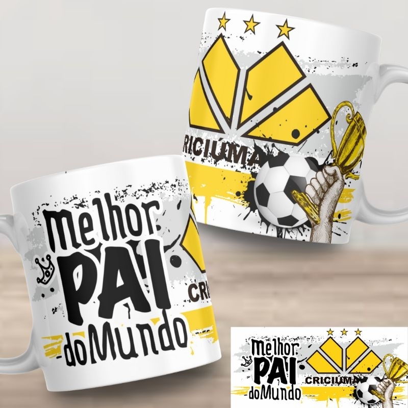 Caneca Personalizada Criciúma Melhor Pai do Mundo Xícara Branca Presente Lembrança