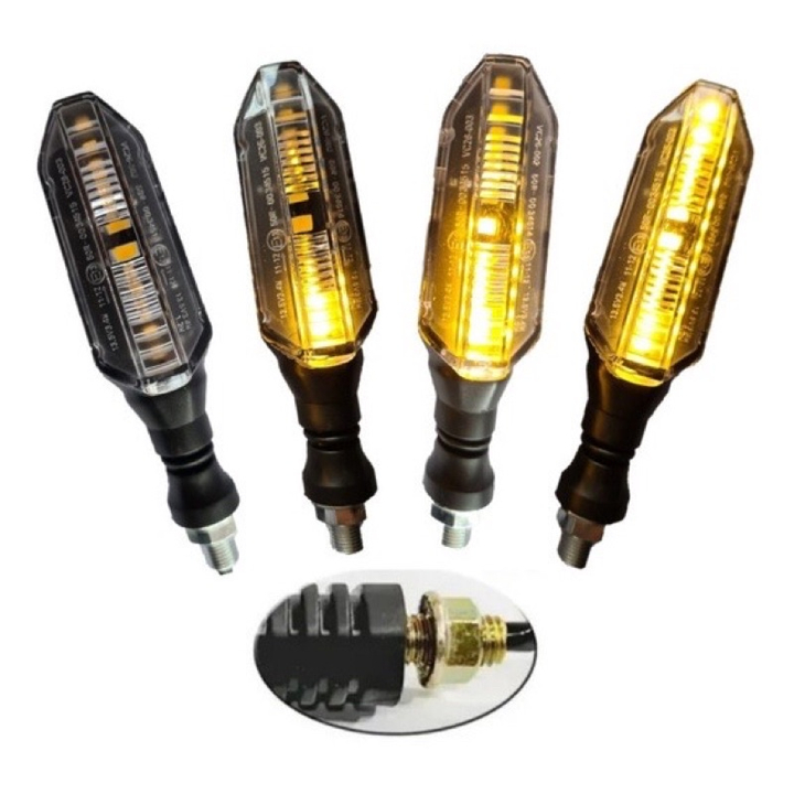 Kit 4 Piscas Setas Moto Universal Pisca Sequencial Led Esportivo Amarelo 12V Slim Novo Para Motos