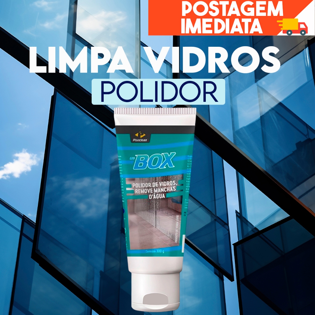 Pek box Tira marcas e manchas de água em vidros 300 g pisoclean