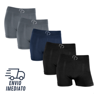 Kit Com 5 Cuecas Box Masculino Rafa Parize - Cueca Boxer Masculina Adulto Lisa Sem Estampa em Oferta na Shopee