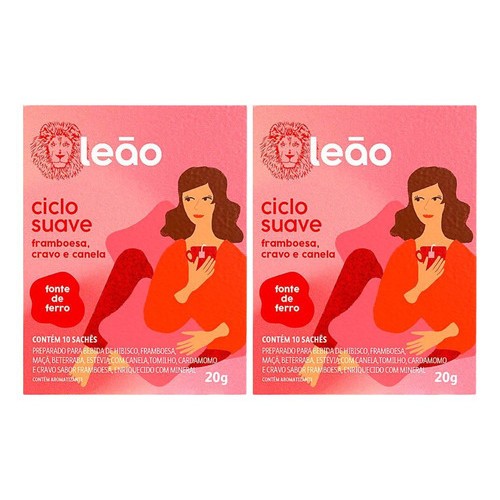 Combo Chá Leão Fases Ciclo Suave - 2 Caixas 20 Sachês - Food & Beverages