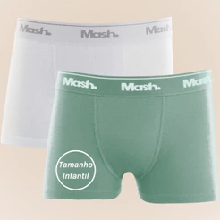 Kit Com 2 Cuecas Boxer Box Básica Kids Mash Infantil Juvenil Em Algodão