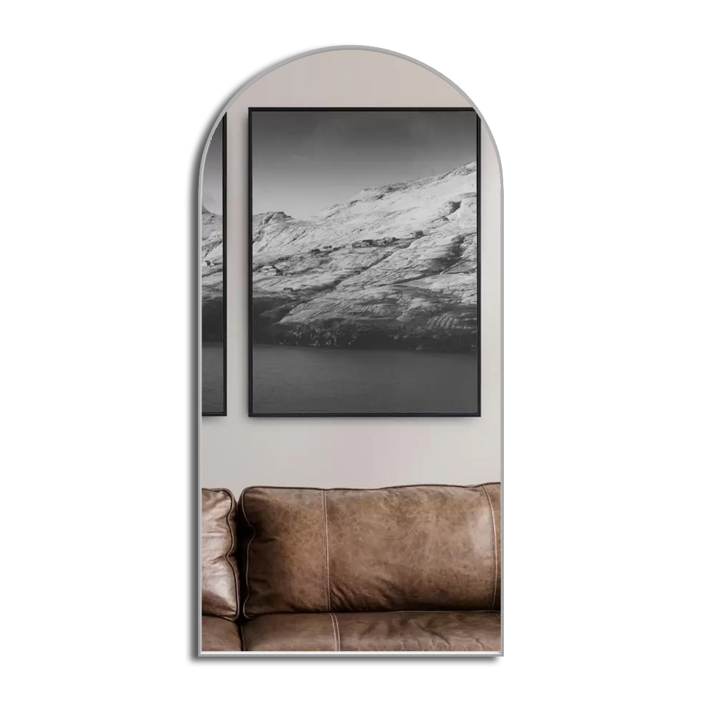 Espelho Oval 80X50 Base Reta Moldura em Couro Moderno Luxo Novidade