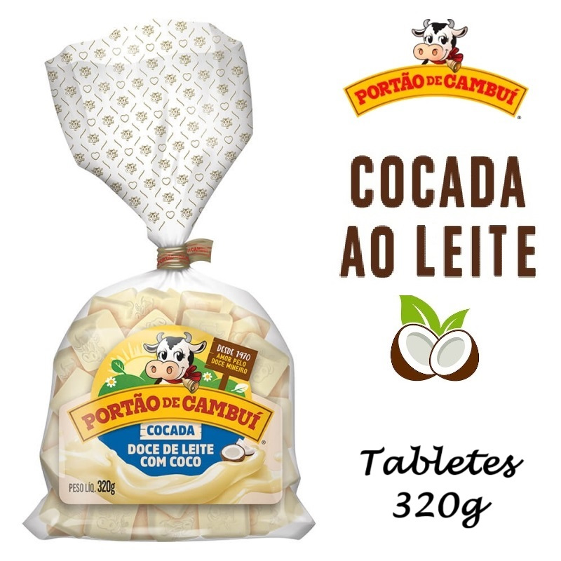 Cocada ao Leite Portão de Cambui - Tabletes 320g - 01 Pacote - Sem Amido