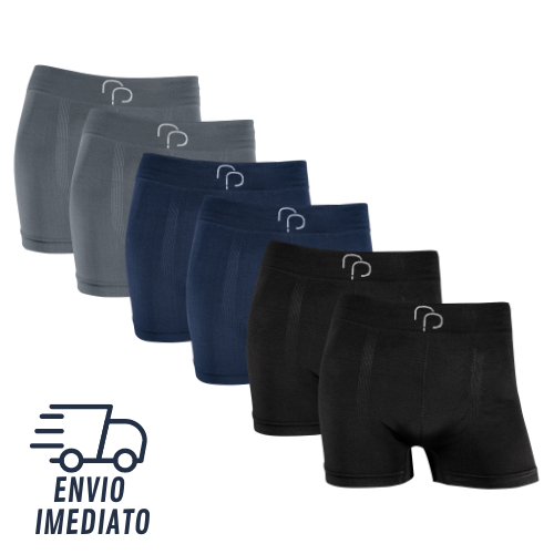 Kit Com 6 Cuecas Box Masculino Rafa Parize - Cueca Boxer Masculina Adulto Lisa