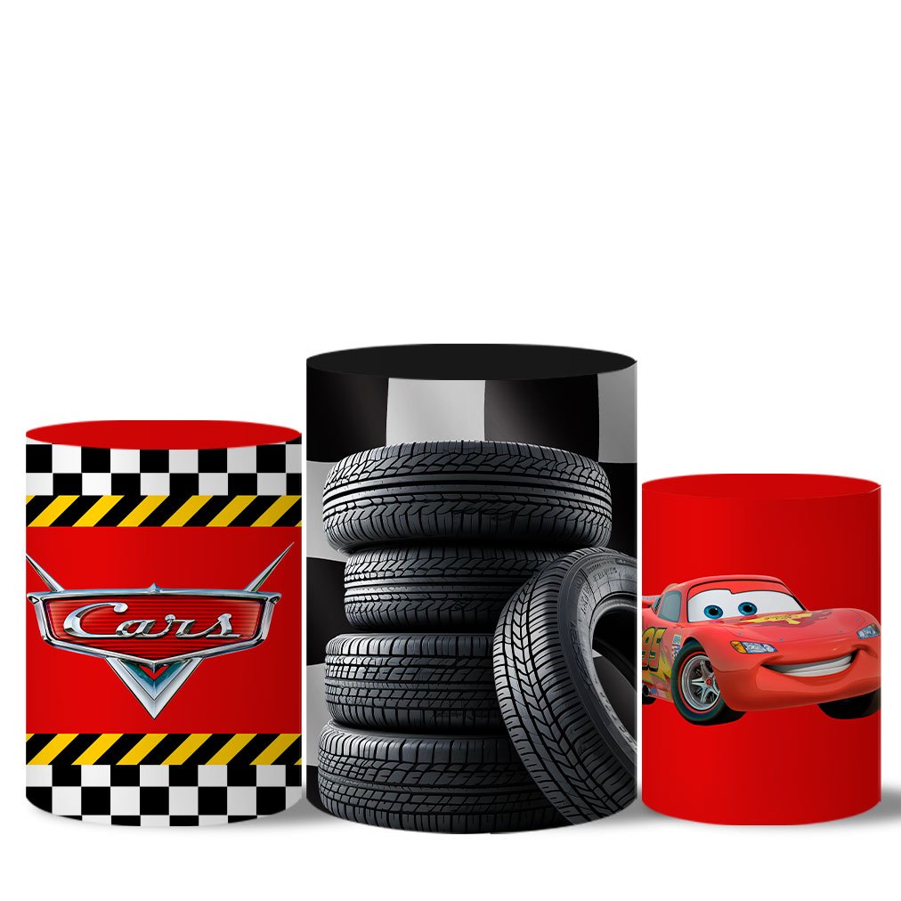 Trio Capas Cilindro Sublimado Tema Carros