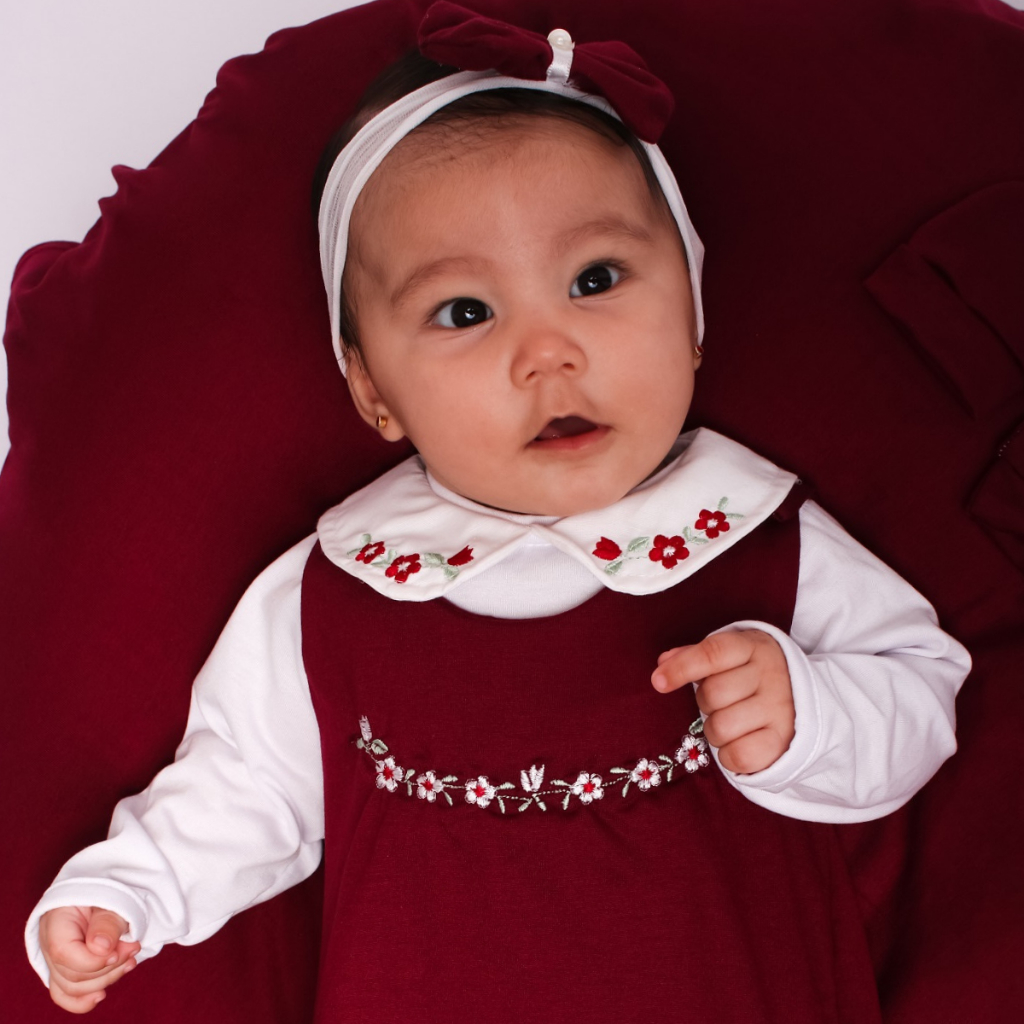 Saida De Maternidade Menina Bela 5 Peças Variedade Cores Conjunto Infantil Roupa Para Bebê Bordado