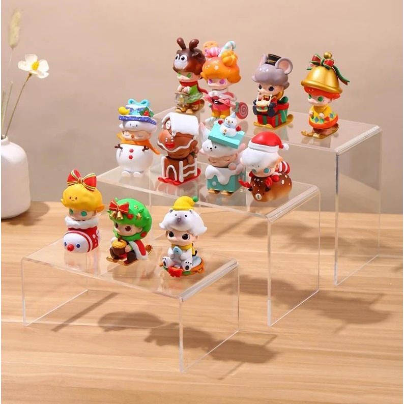 Kit com 3 Plataformas de Acrílico 3mm RETANGULAR Para Doces Boneco Cupcake Expositor Decoração