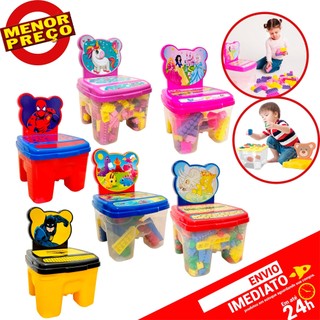 Cadeirinha Toy Infantil Blocos Montar Encaixe Educativa Didática Brinquedo Bebê 24 / 48 / 160 / 256pçs
