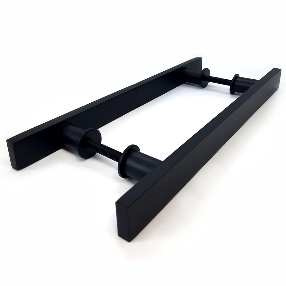 Puxador Porta Pivotante ou de Correr Madeira / Vidro Preto Duplo - Tamanhos 30, 40, 60, 80 e 100cm em Oferta na Shopee