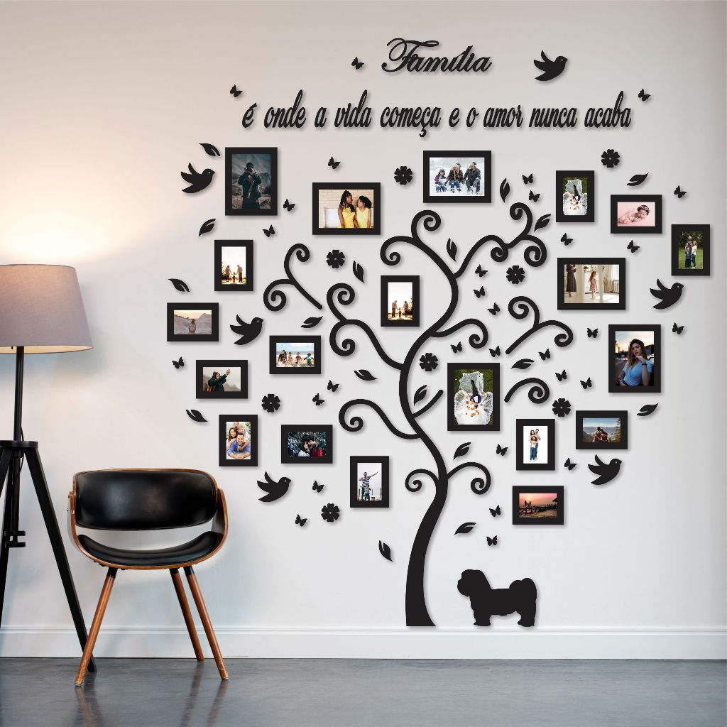 Árvore Genealógica 20 Porta Retratos Decorativos Mdf  Preto / Quadro Família G em Oferta na Shopee