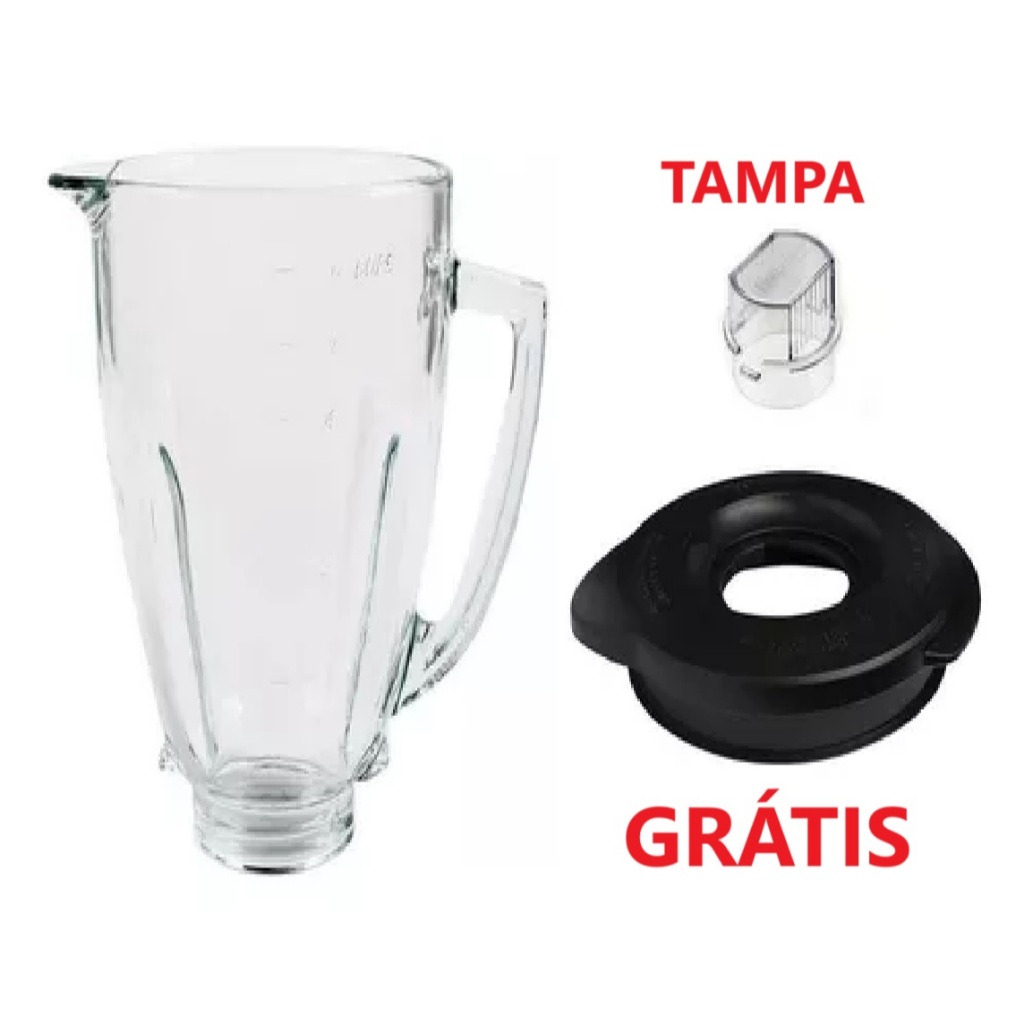 Copo / Jarra de Vidro Original sem Tampa para Liquidificadores Oster Redondo ***GRÁTIS A TAMPA***
