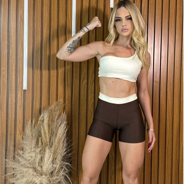 conjunto de short top nula manga Crossfit fitness academia