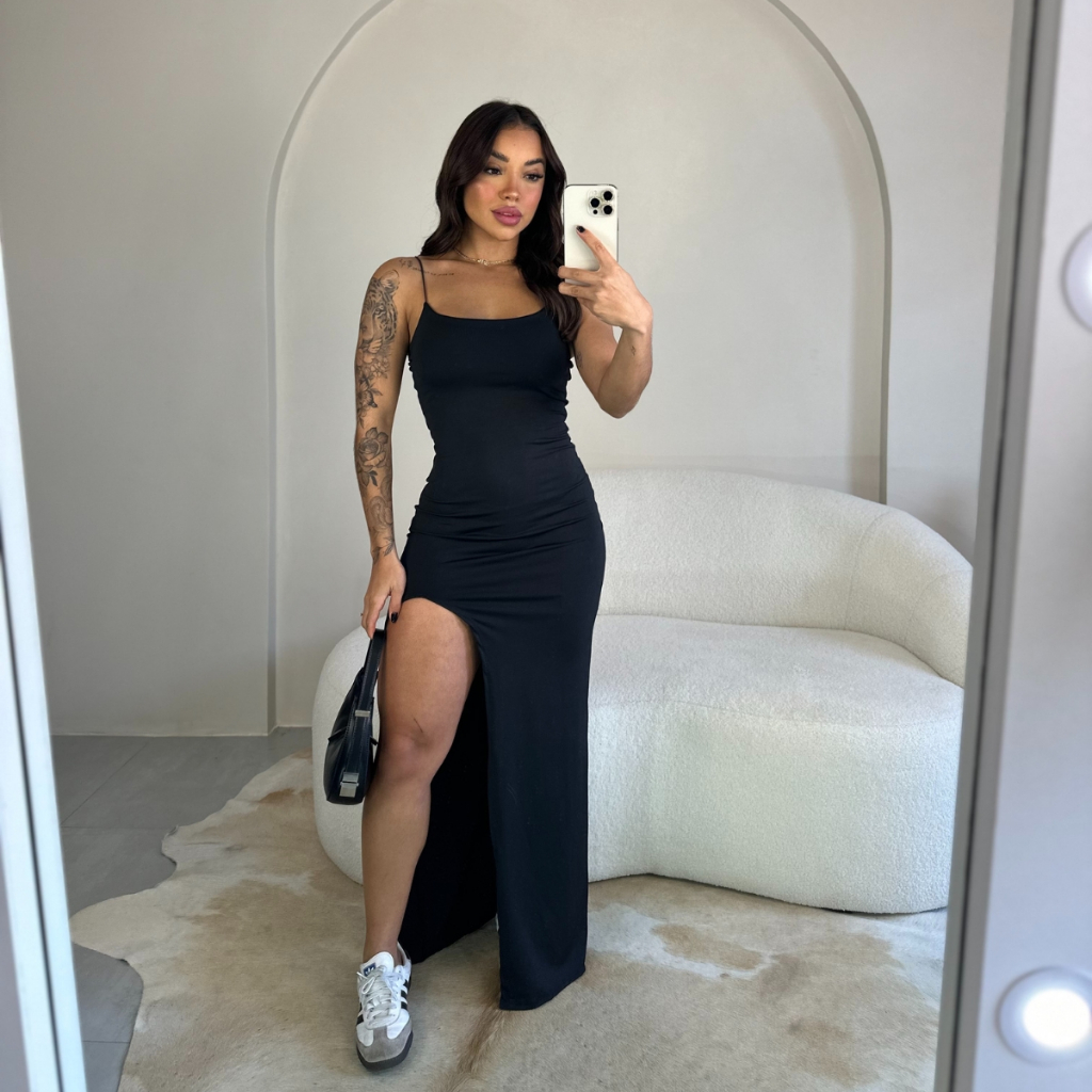 Vestido Com Fenda Feminino Longo Suplex Modelador
