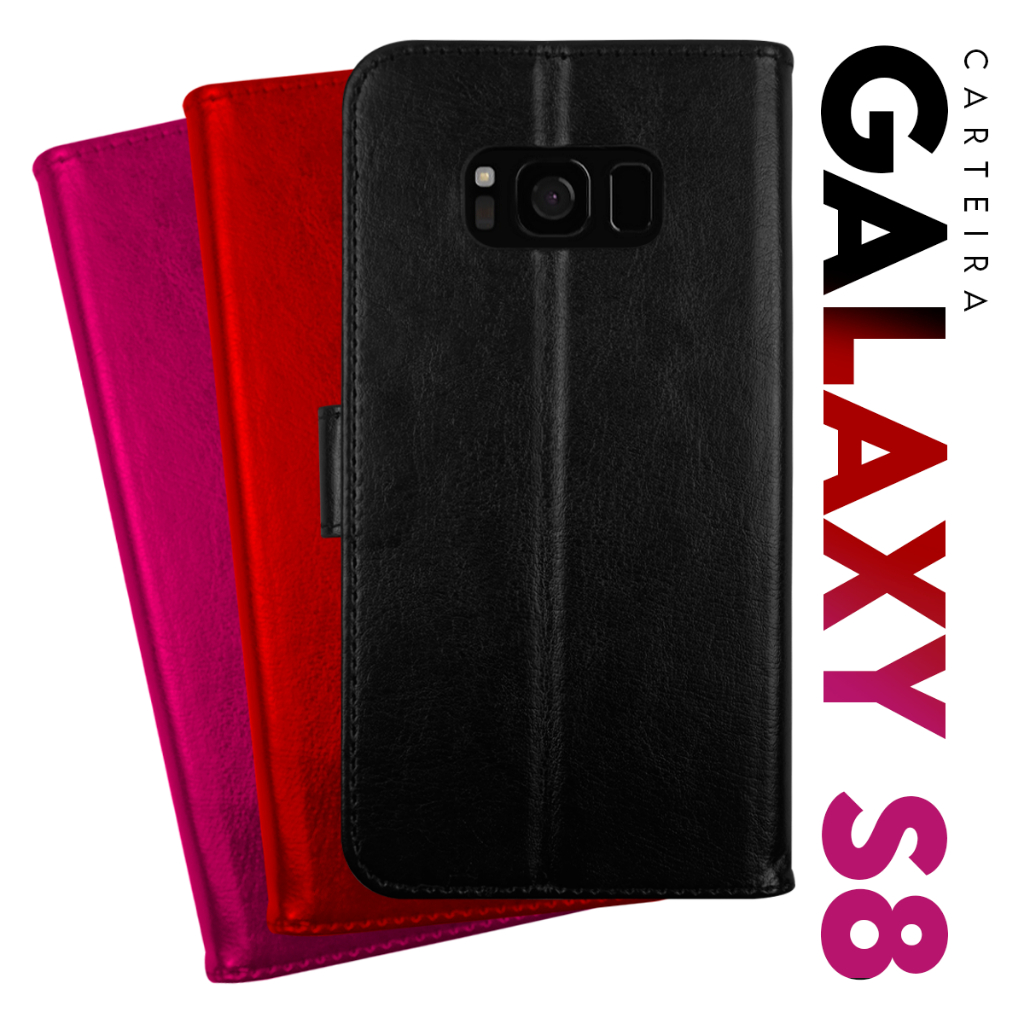 Capa Case Capinha Carteira Flip Cover Couro Sintético PRETA Para Samsung Galaxy S8 G950 tela 5.8 Cell in Power25 em Oferta na Shopee