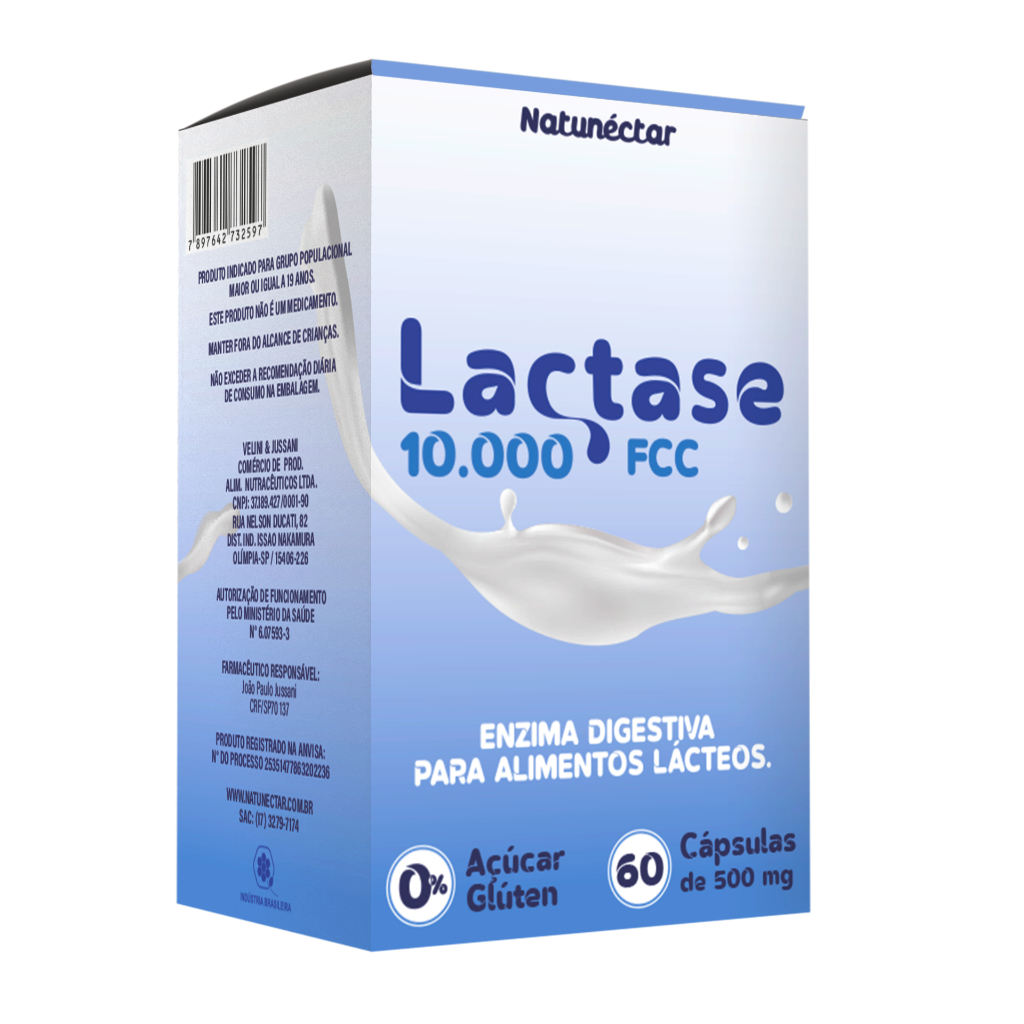 Lactase Enzima Digestiva para Alimentos Lácteos - 60 CAPS - NATUNECTAR