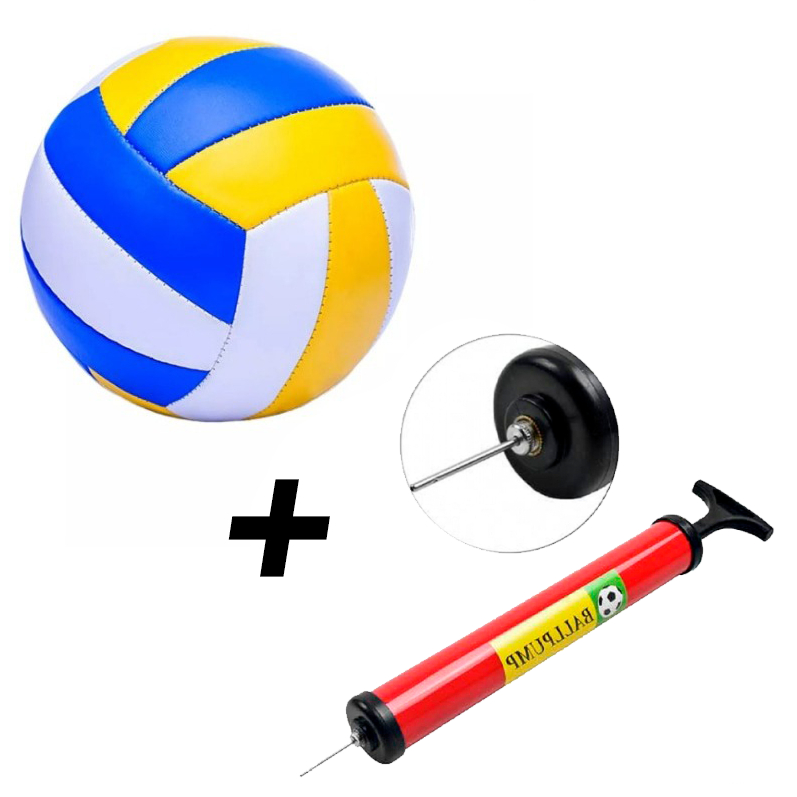 Kit Bola De Vôlei Para Quadra Praia Tamanho 5 Padrão Soft Touch + Bomba de Ar Manual