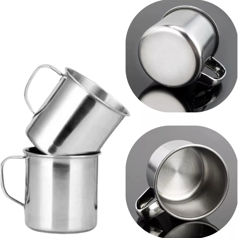 Caneca Aço Inox 8 Cm 500 Ml Inox Polido Café E Chá Luxo