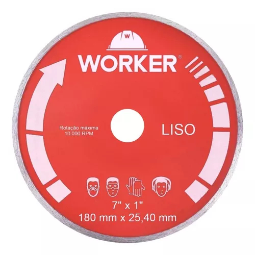 Disco De Corte Diamantado Liso 180mm P/ Azulejo Piso Worker Cor Vermelho