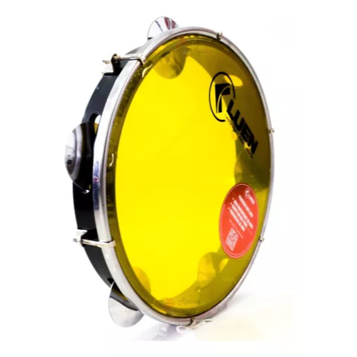 Pandeiro Luen 10 Pele Colorida Corpo Abs E Chave De Afinação Cor Amarelo
